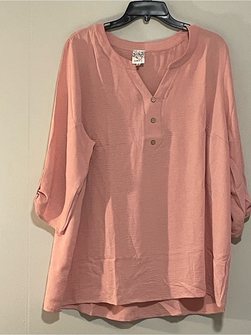 NAIF Dusty Rose Button-Front Women’s Blouse. Item #11539